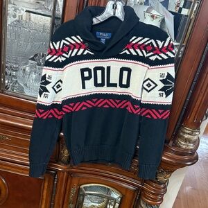 Polo by Ralph Lauren Black and Red Turtleneck Sweater